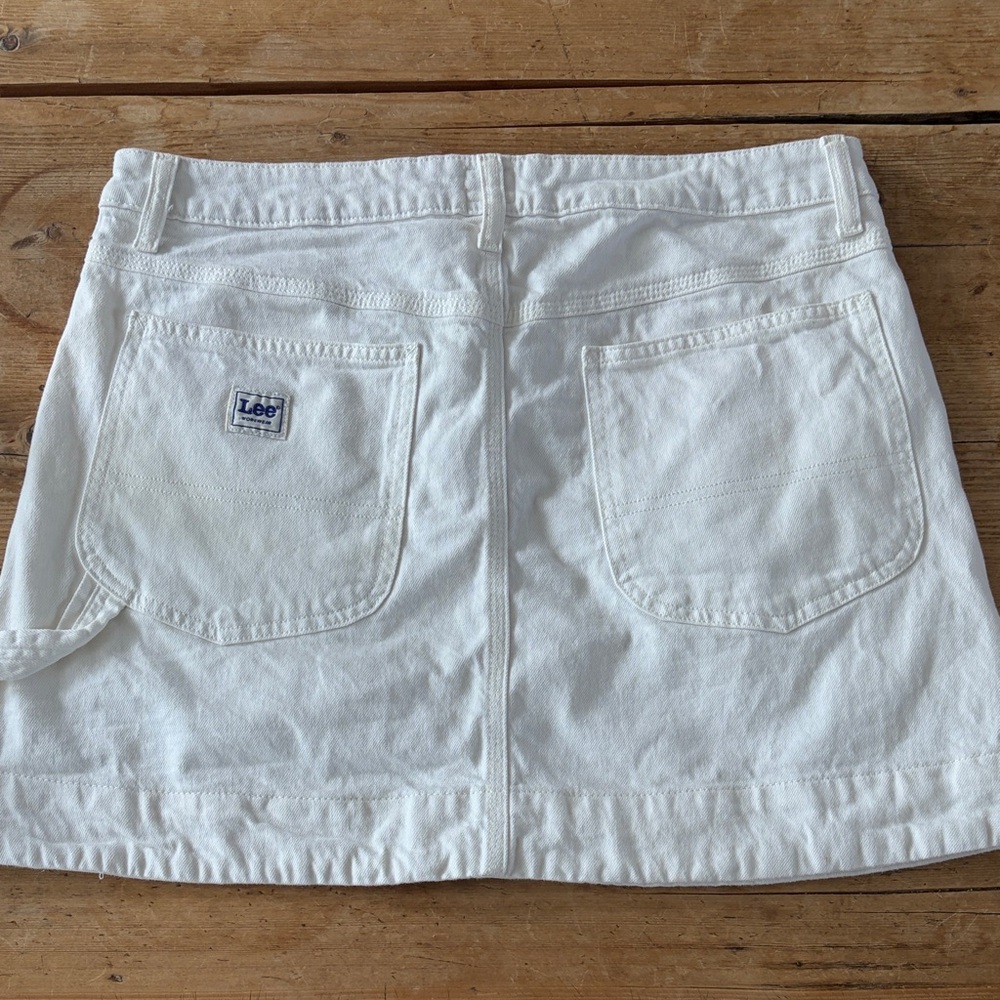 Lee White Denim Carpenter Utility Mini Skirt Workwear women’s 14